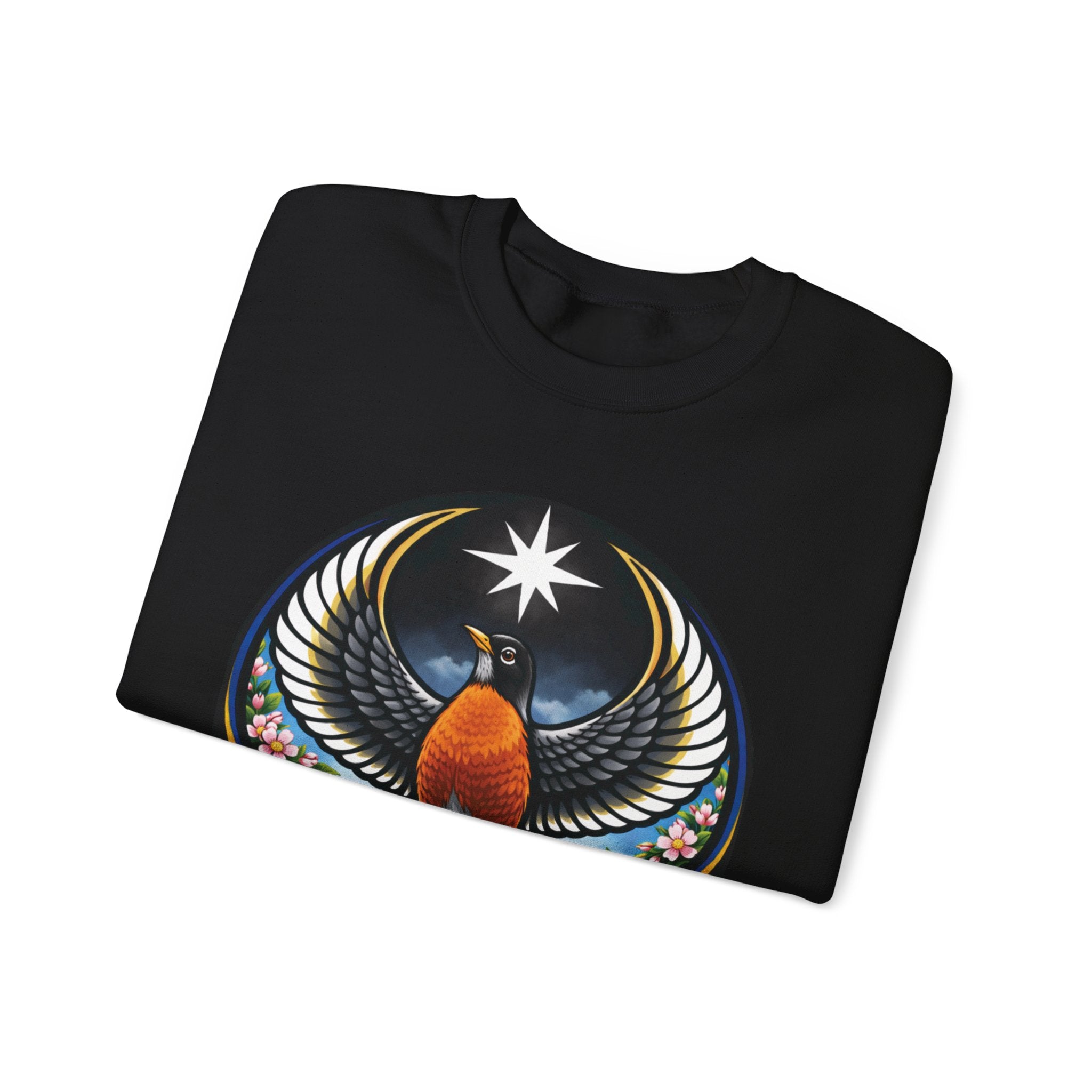 Robin State Bird Emblem Sweatshirt — Unity & Resilience (Wisconsin, Connecticut, Michigan)