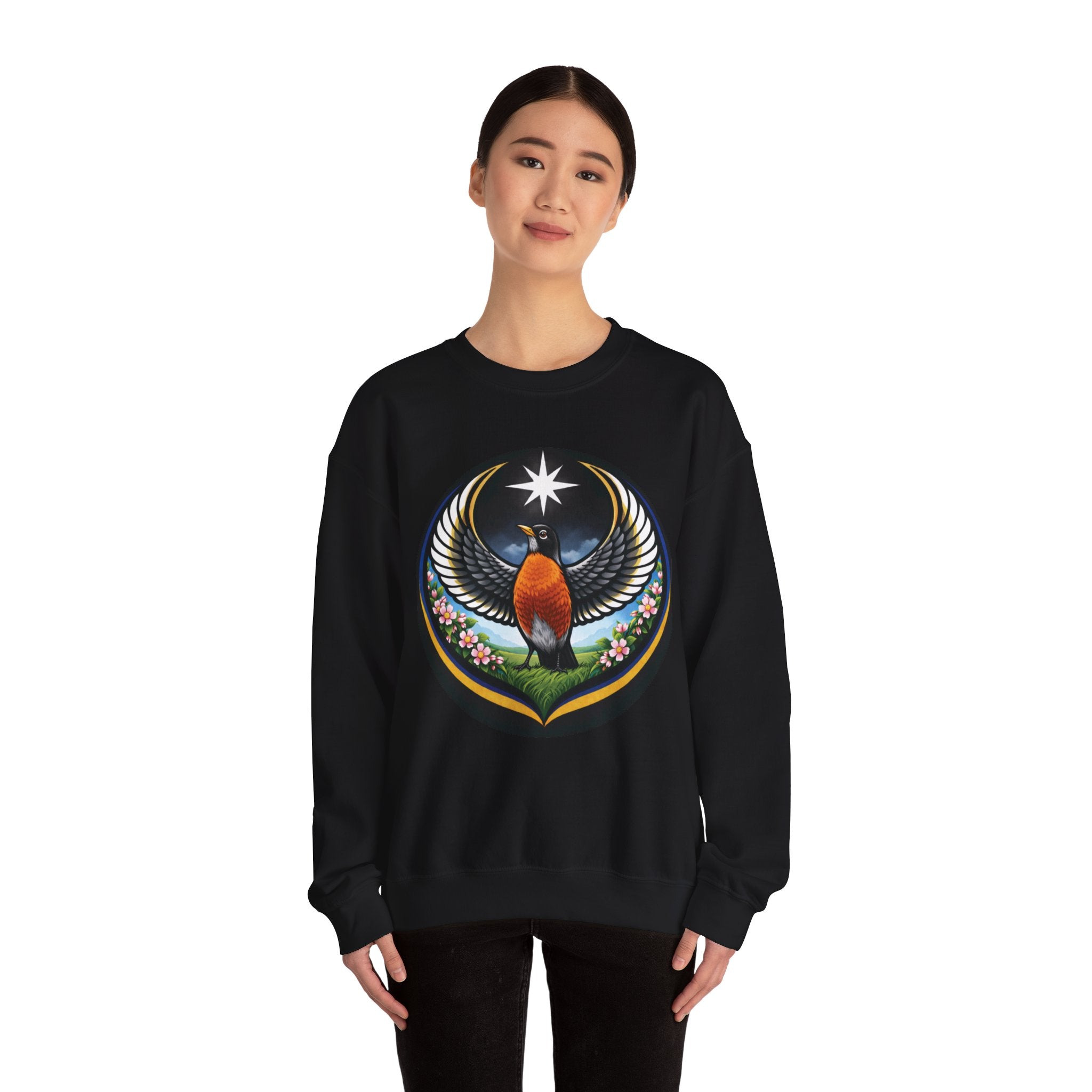 Robin State Bird Emblem Sweatshirt — Unity & Resilience (Wisconsin, Connecticut, Michigan)