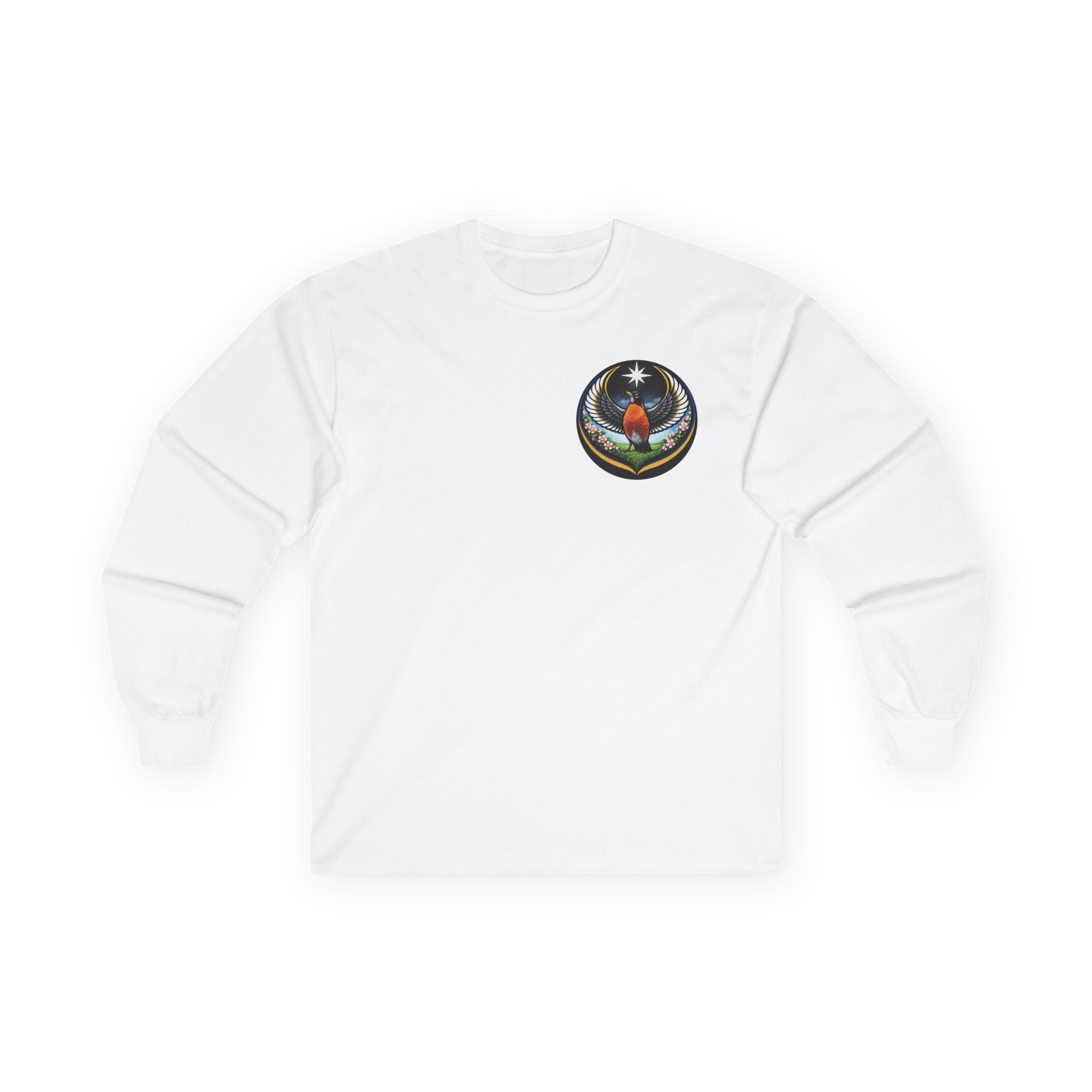Robin State Bird Emblem Long Sleeve Tee — Unity & Resilience (Wisconsin, Connecticut, Michigan)
