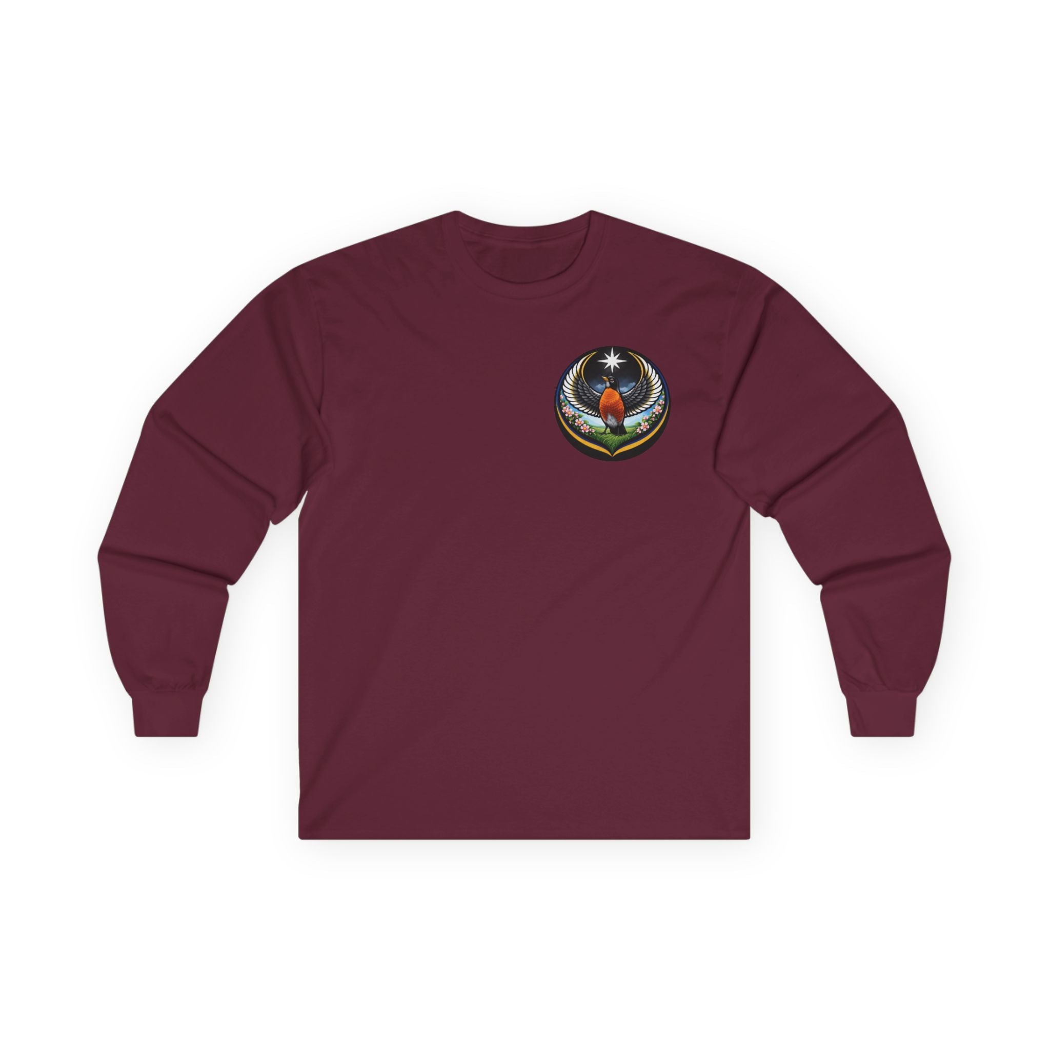 Robin State Bird Emblem Long Sleeve Tee — Unity & Resilience (Wisconsin, Connecticut, Michigan)