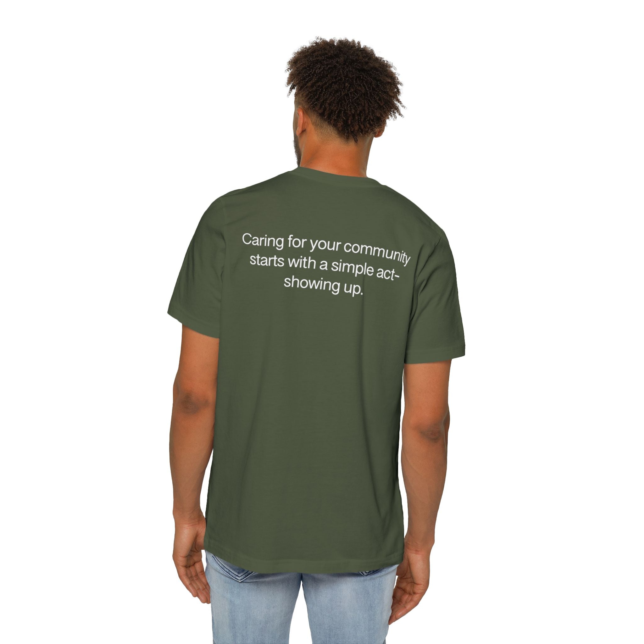 Show Up T-Shirt — Minimalist 'show up' Front & Inspirational Back Tee (Made in the USA Shirt)