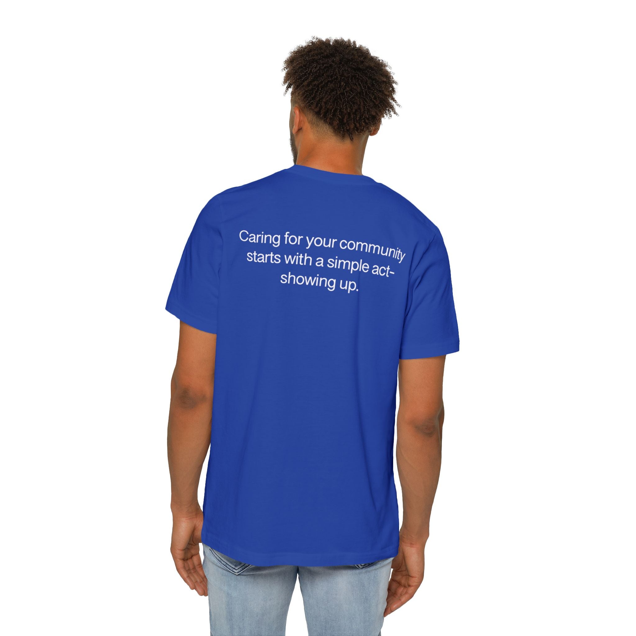 Show Up T-Shirt — Minimalist 'show up' Front & Inspirational Back Tee (Made in the USA Shirt)
