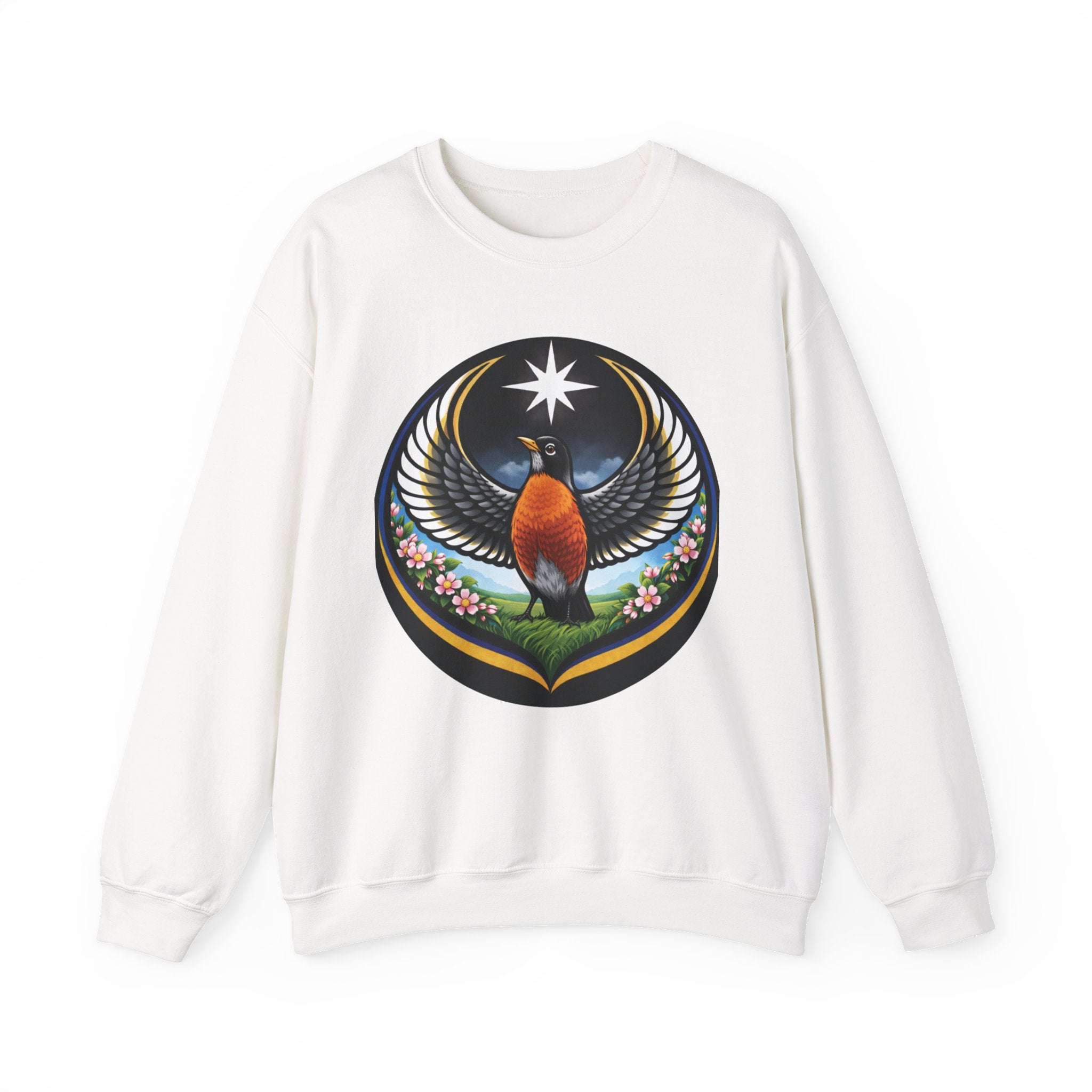 Robin State Bird Emblem Sweatshirt — Unity & Resilience (Wisconsin, Connecticut, Michigan)