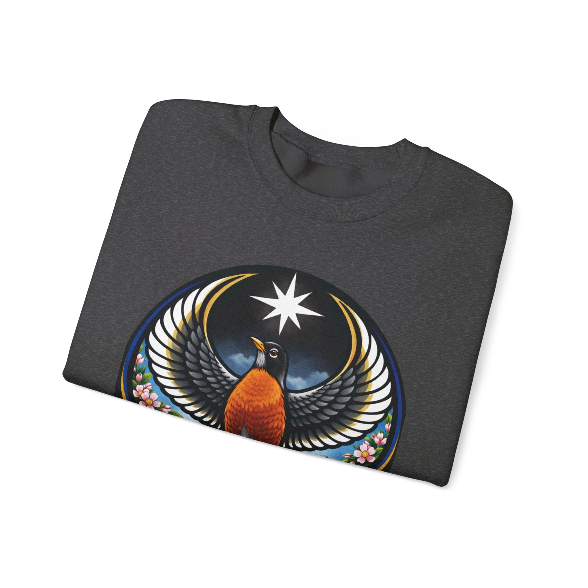 Robin State Bird Emblem Sweatshirt — Unity & Resilience (Wisconsin, Connecticut, Michigan)
