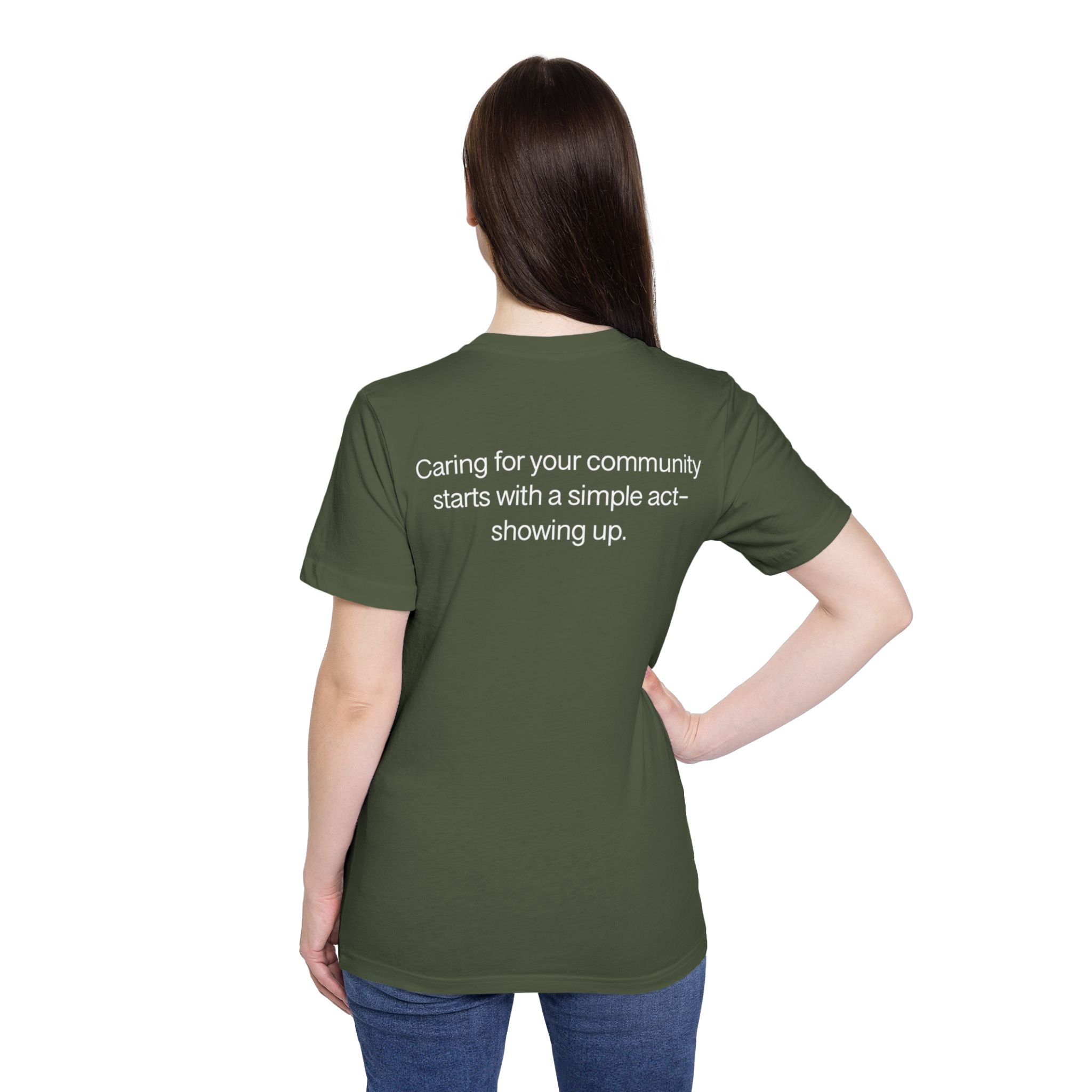 Show Up T-Shirt — Minimalist 'show up' Front & Inspirational Back Tee (Made in the USA Shirt)