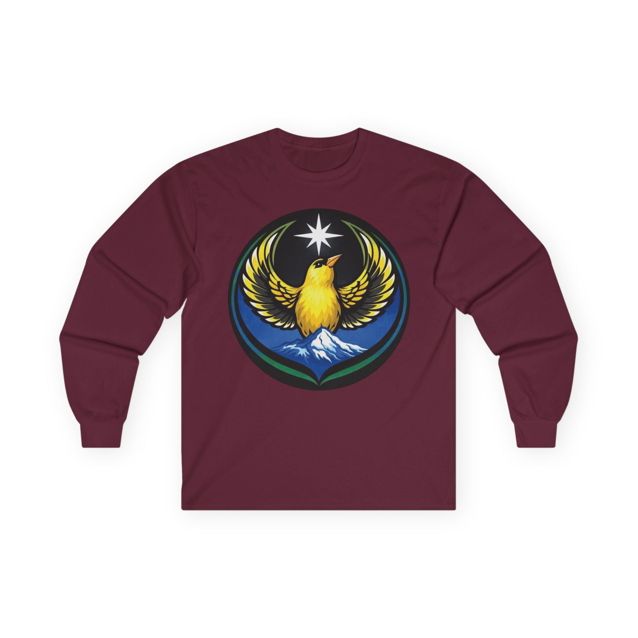 Willow Goldfinch Washington State Emblem Long Sleeve Tee — Unity & Resilience