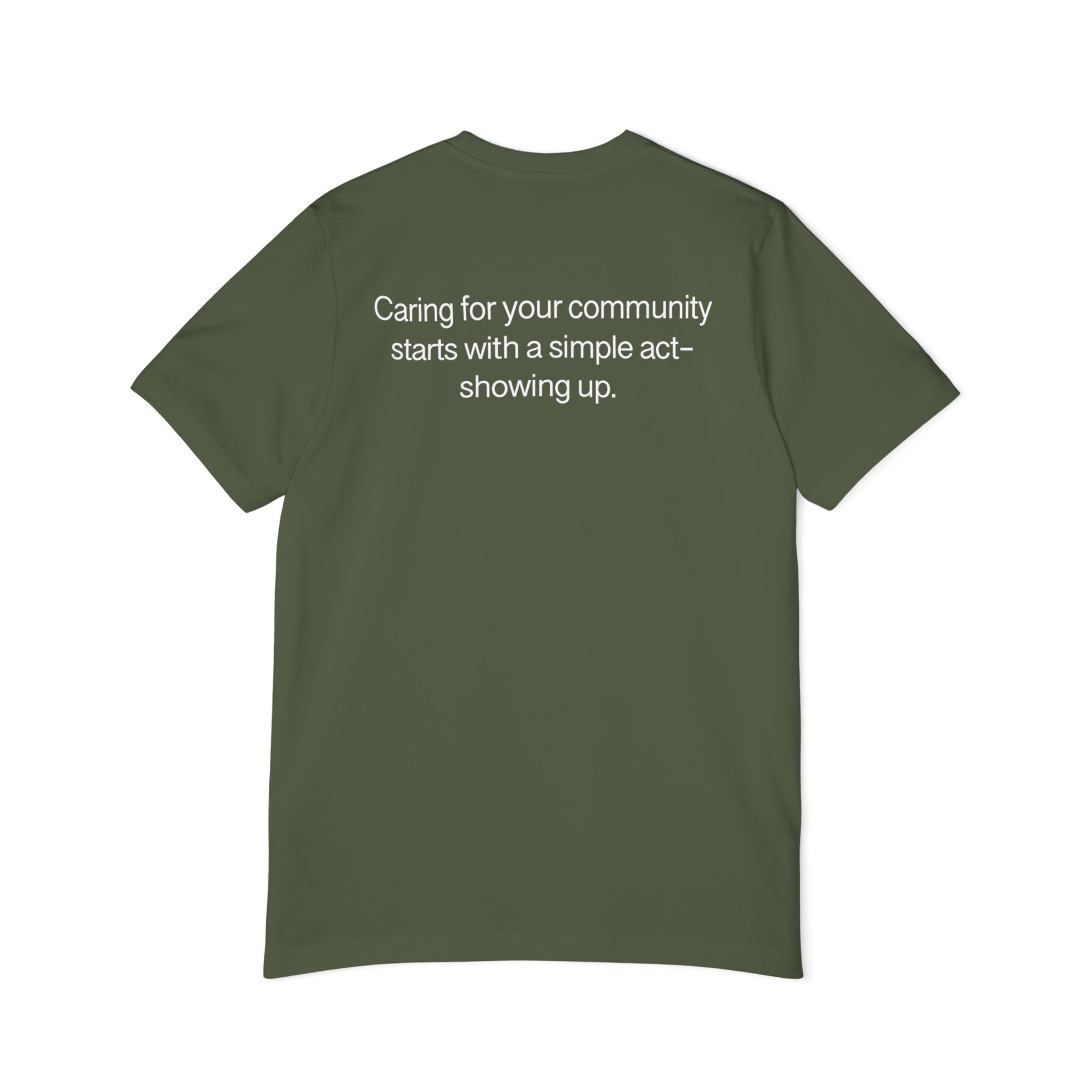 Show Up T-Shirt — Minimalist 'show up' Front & Inspirational Back Tee (Made in the USA Shirt)