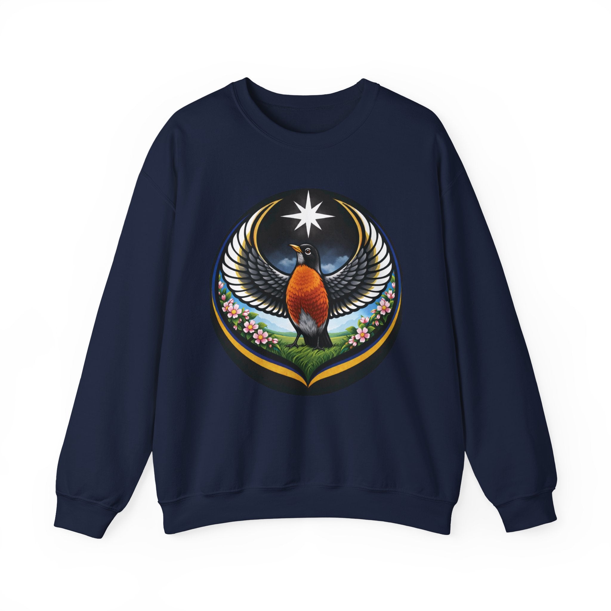 Robin State Bird Emblem Sweatshirt — Unity & Resilience (Wisconsin, Connecticut, Michigan)
