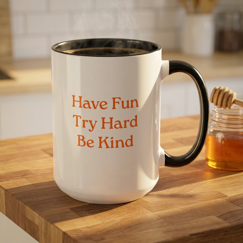 Have Fun Try Hard Be Kind — Accent Coffee Mug