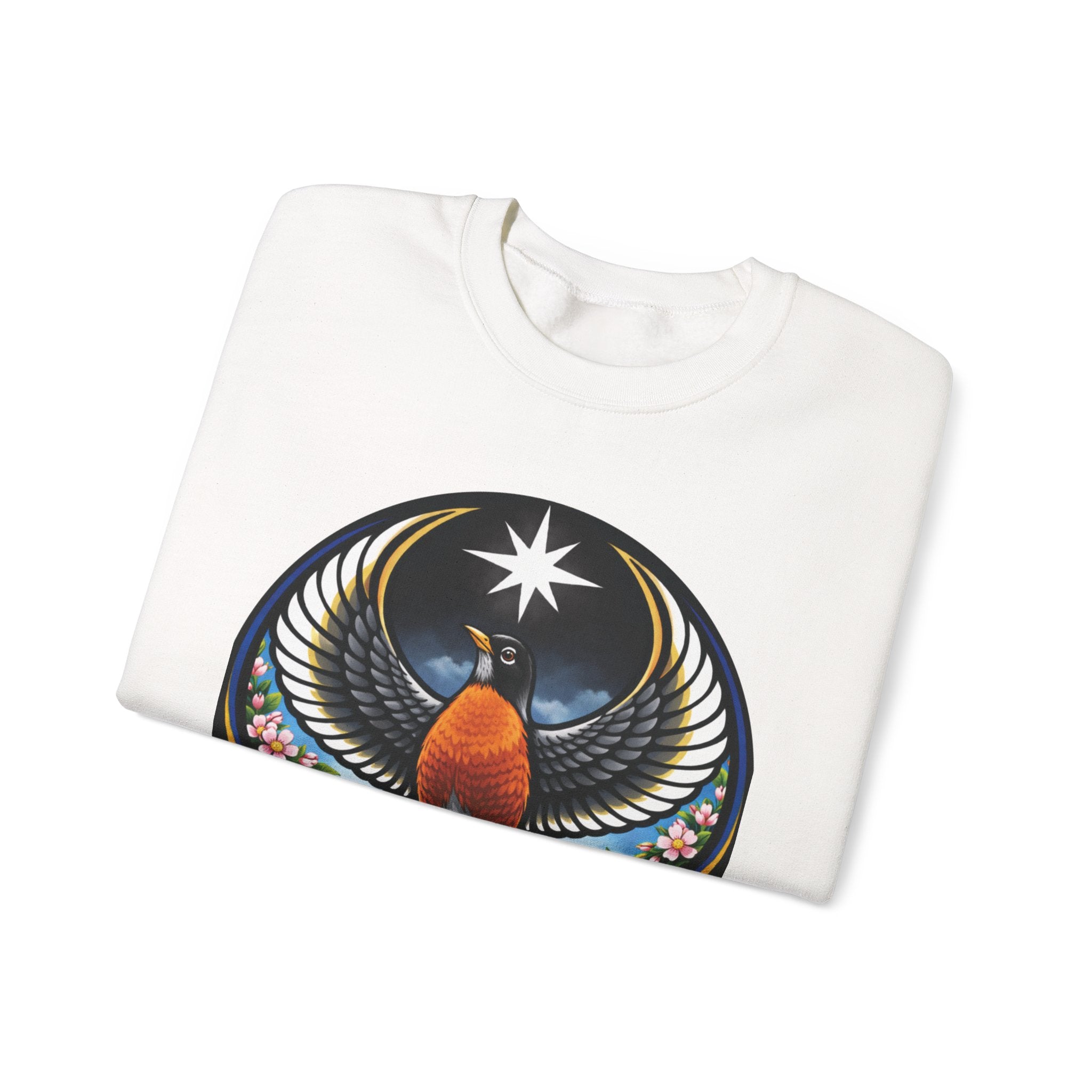 Robin State Bird Emblem Sweatshirt — Unity & Resilience (Wisconsin, Connecticut, Michigan)