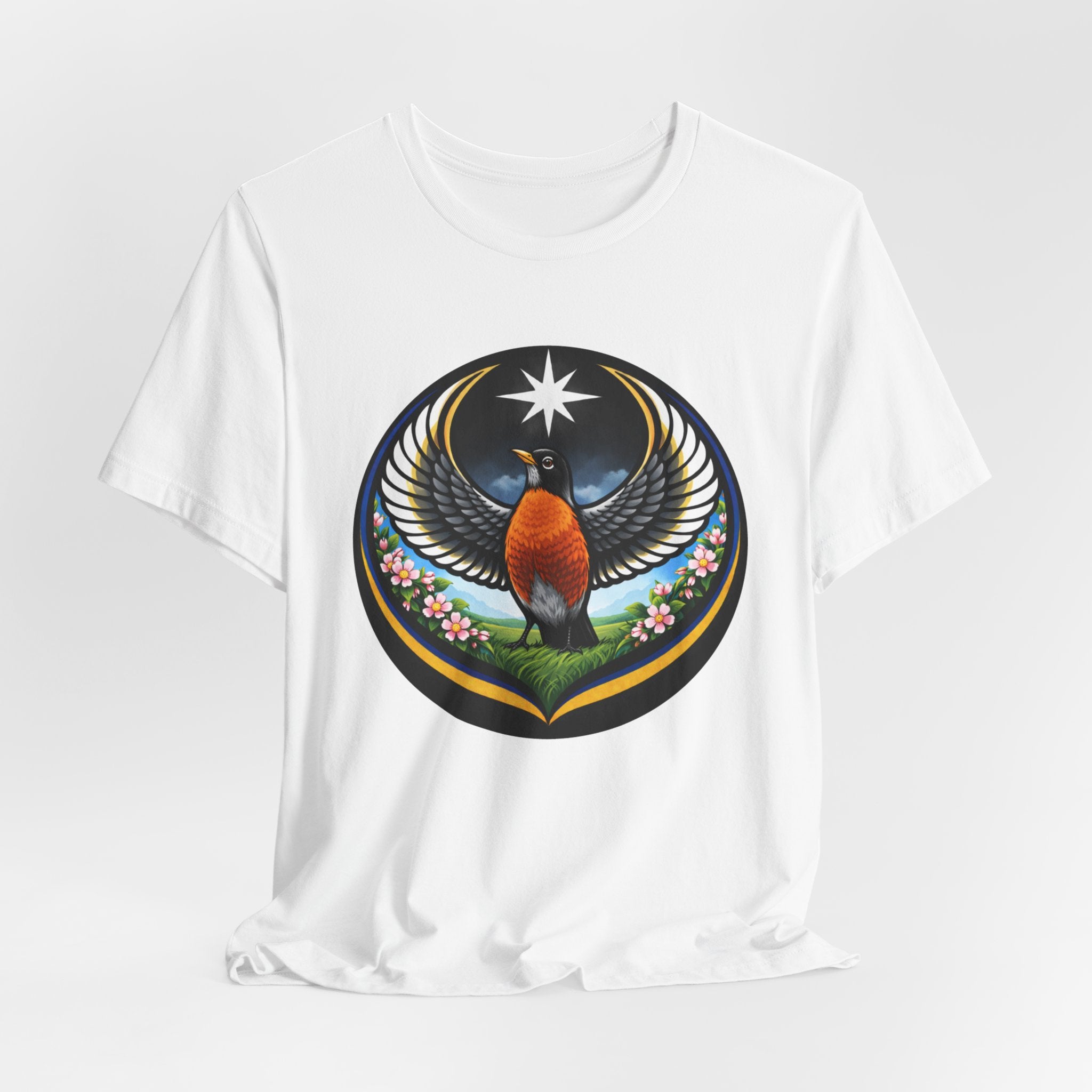 Robin State Bird Emblem Tee — Unity & Resilience Artwork (Wisconsin, Connecticut, Michigan)