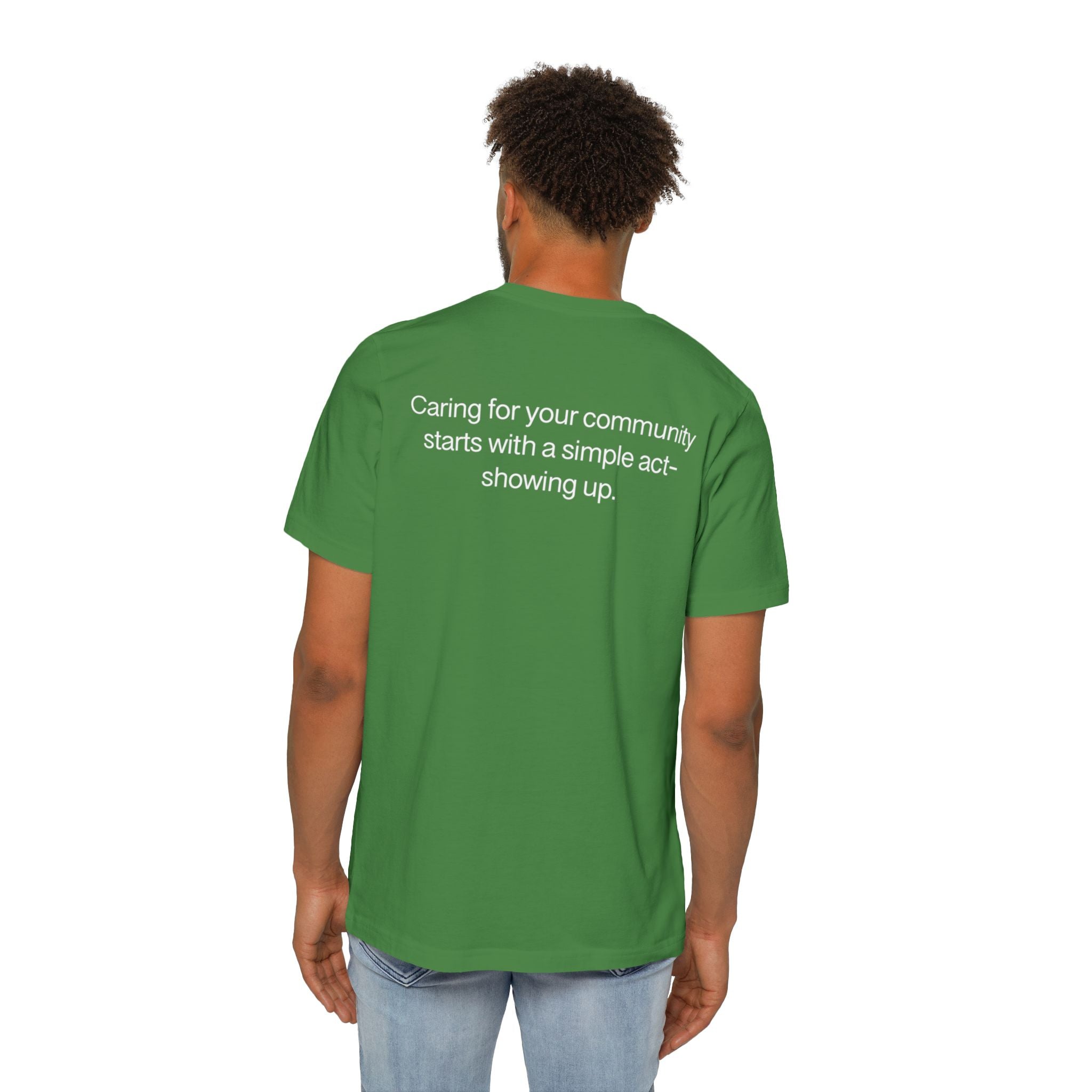 Show Up T-Shirt — Minimalist 'show up' Front & Inspirational Back Tee (Made in the USA Shirt)