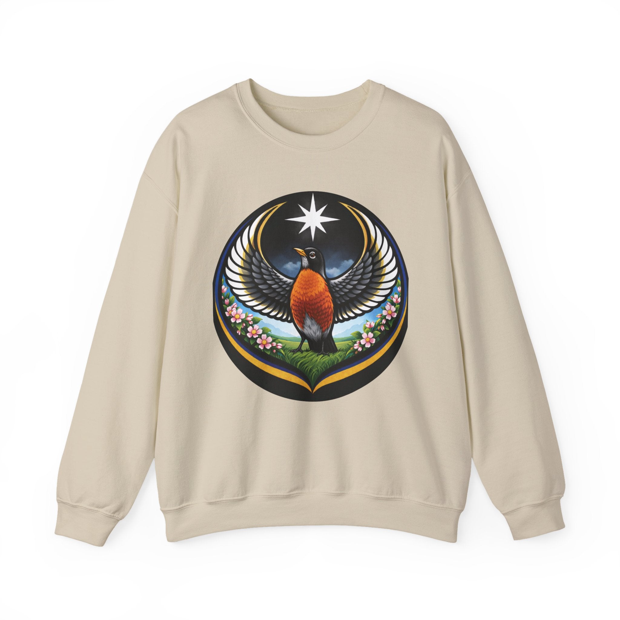 Robin State Bird Emblem Sweatshirt — Unity & Resilience (Wisconsin, Connecticut, Michigan)