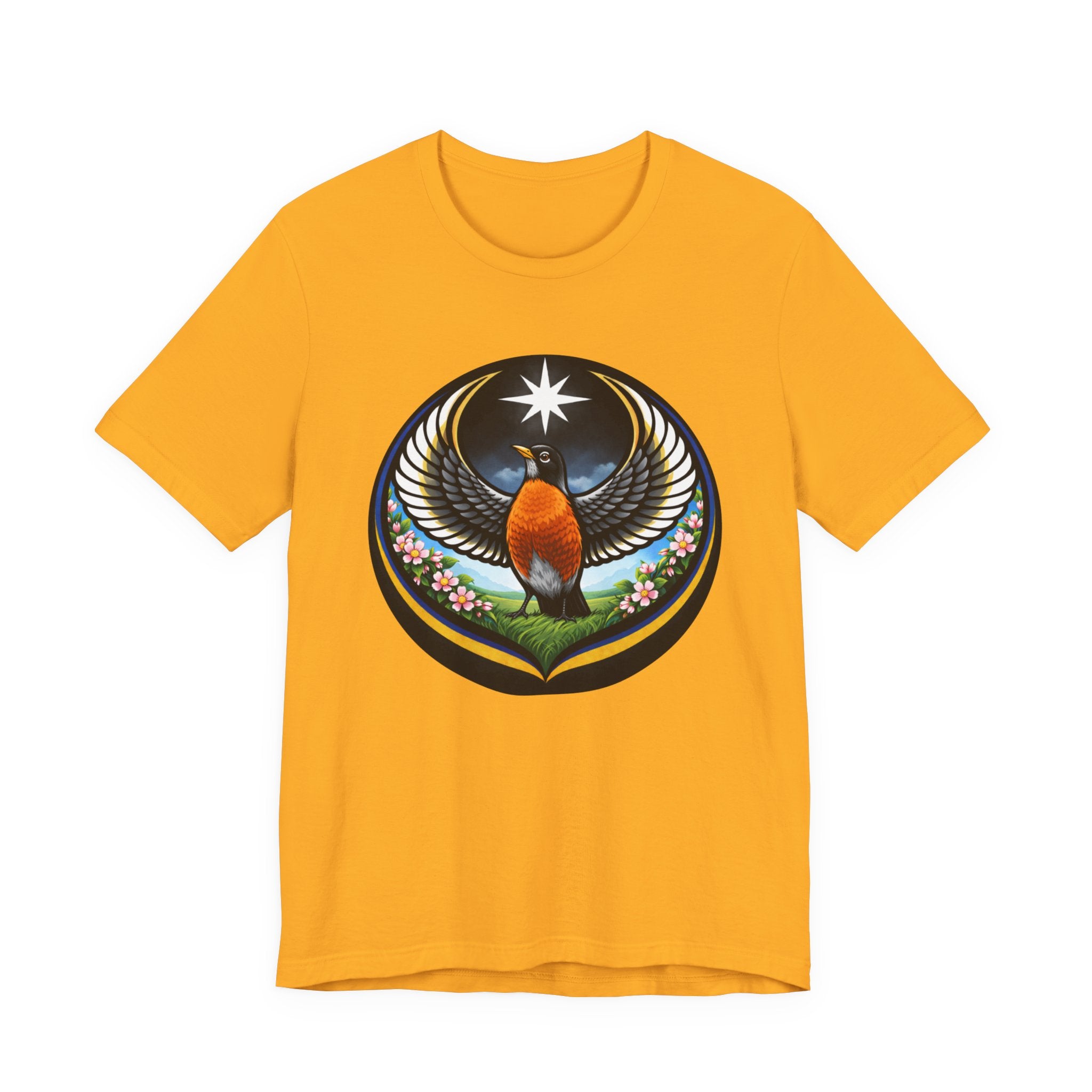 Robin State Bird Emblem Tee — Unity & Resilience Artwork (Wisconsin, Connecticut, Michigan)