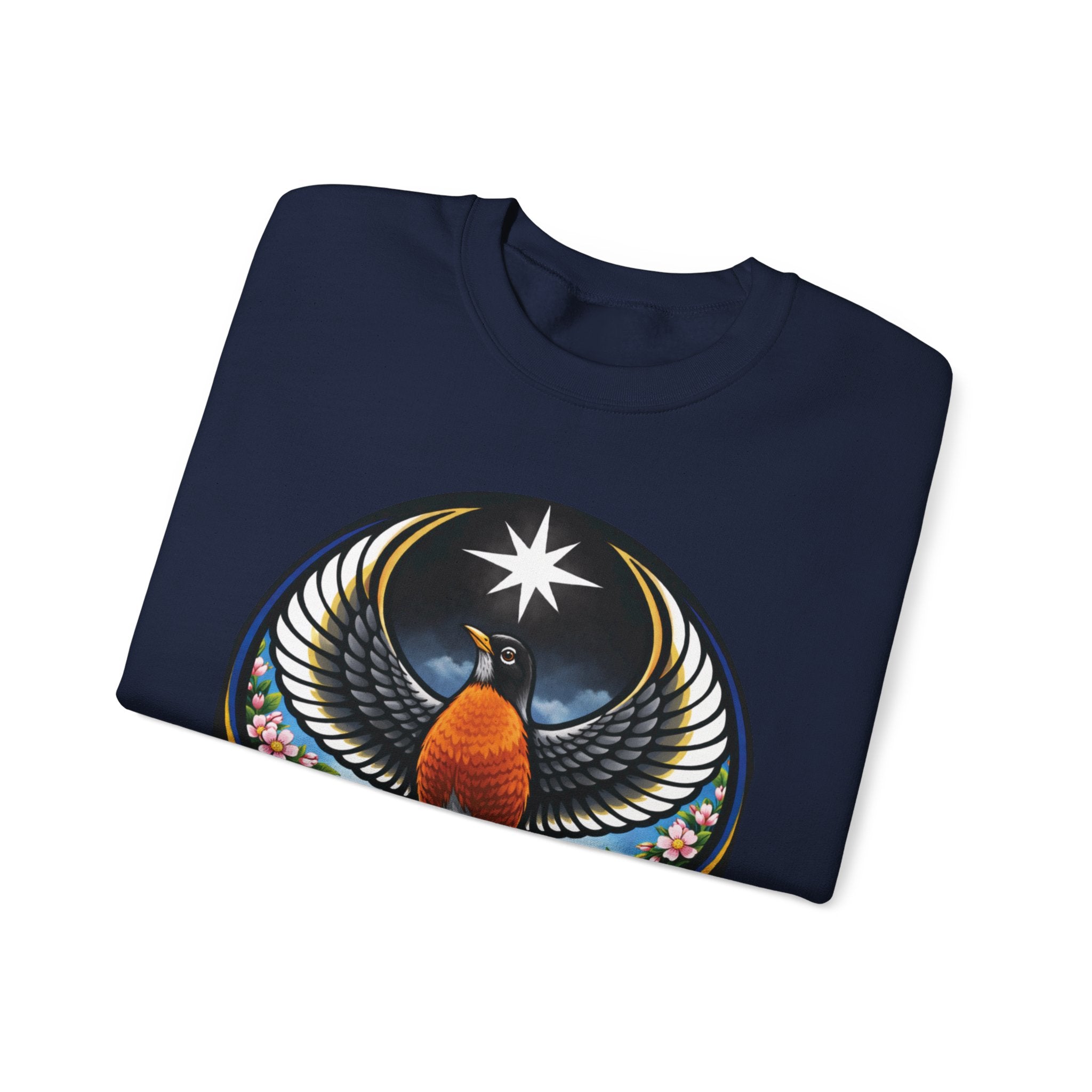 Robin State Bird Emblem Sweatshirt — Unity & Resilience (Wisconsin, Connecticut, Michigan)