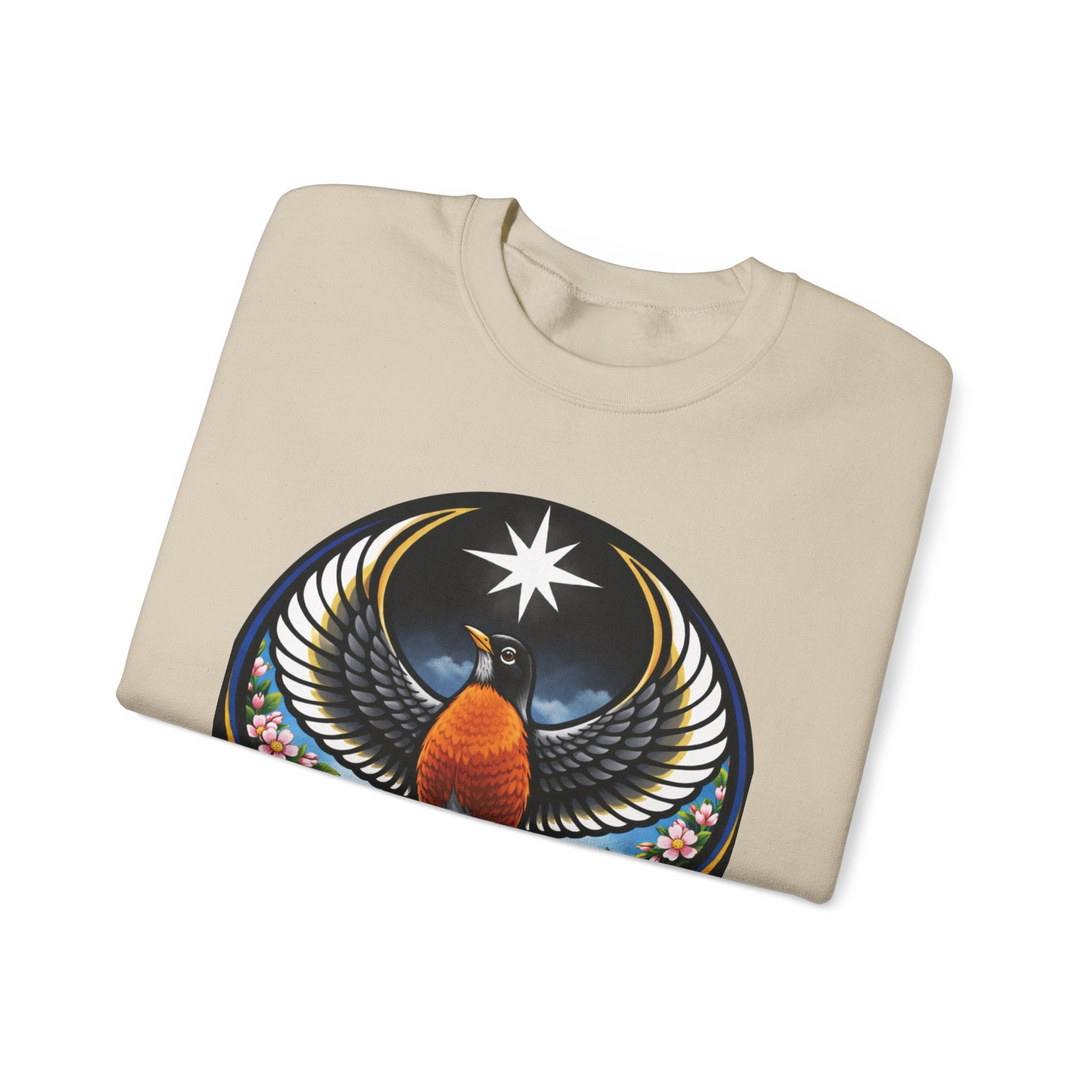 Robin State Bird Emblem Sweatshirt — Unity & Resilience (Wisconsin, Connecticut, Michigan)