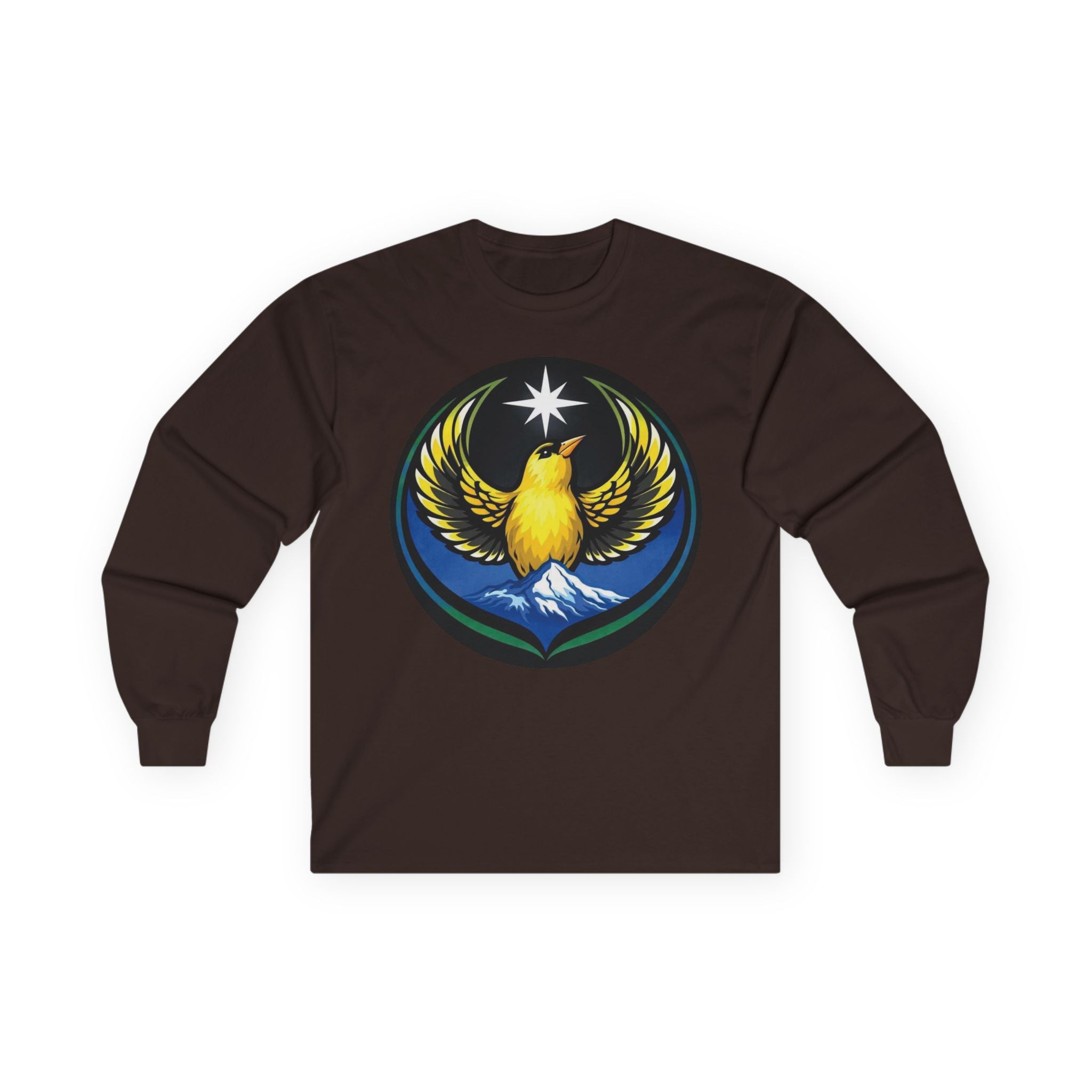 Willow Goldfinch Washington State Emblem Long Sleeve Tee — Unity & Resilience