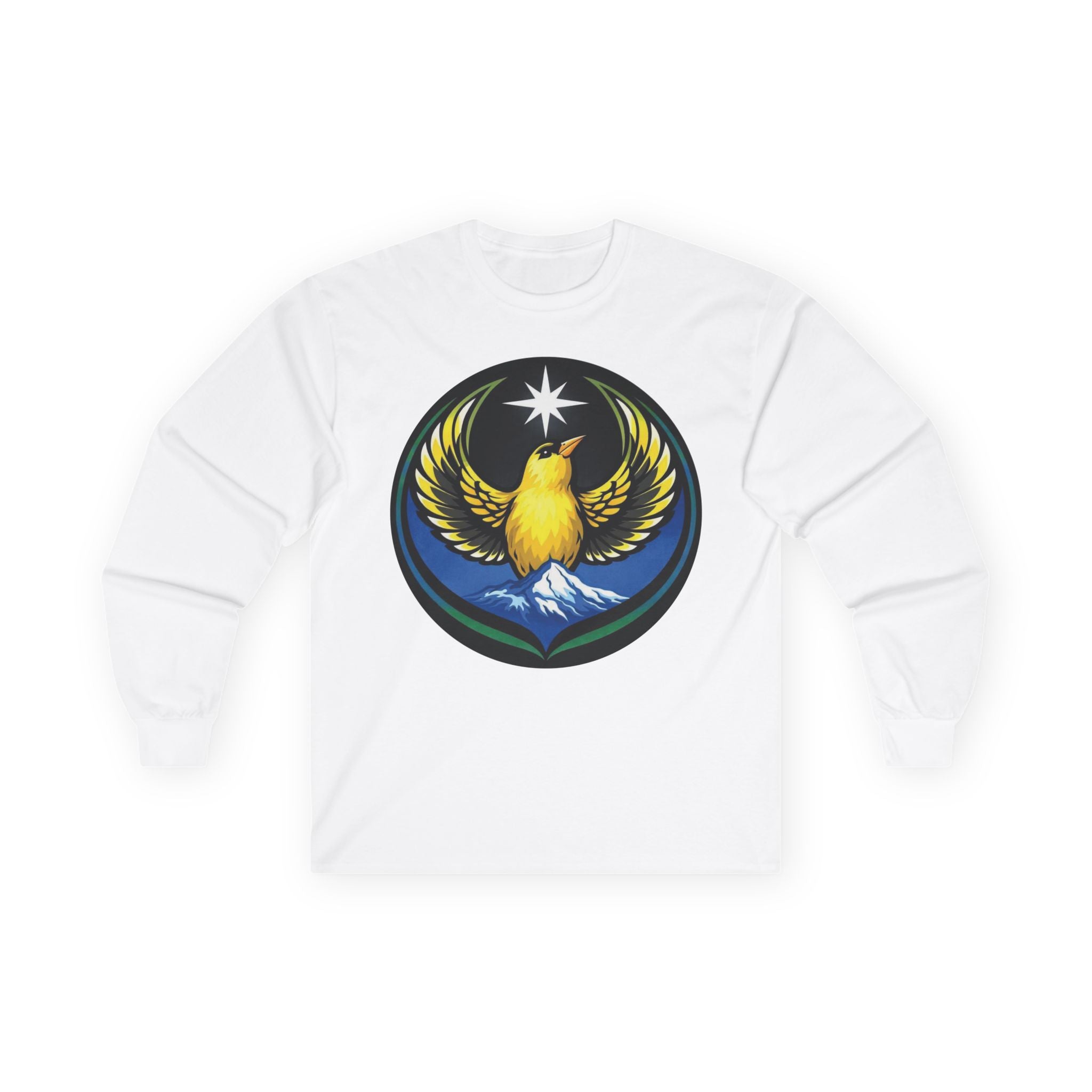 Willow Goldfinch Washington State Emblem Long Sleeve Tee — Unity & Resilience
